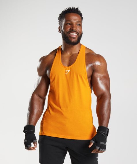 Men's Gymshark React Stringer Tanks Orange | NZ 5CJIPV